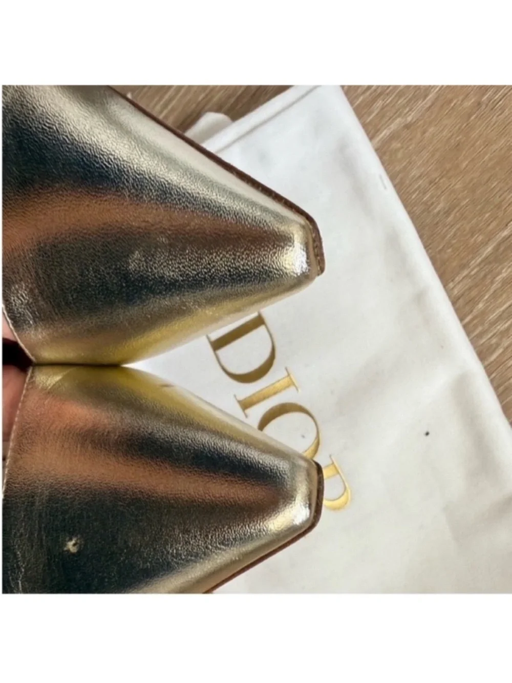Dior J’ADIOR Metallic Gold Slingback Heels Size 39 Pointed Toe
